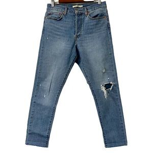 LEVI'S Wedgie Skinny Light Distressing‎ Blue Spice Jeans Sz 30